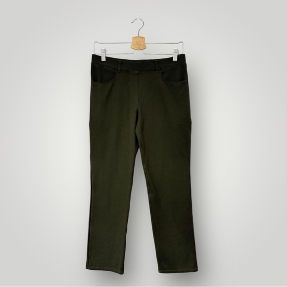QUINCE Ultra-Stretch Ponte Straight Leg 4-Pocket Pants Olive Green Sz M - Picture 3 of 15